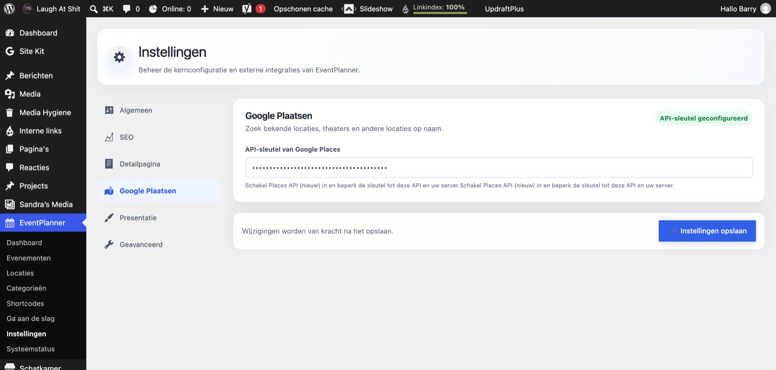 Google API-locatiegegevens in EventPlanner